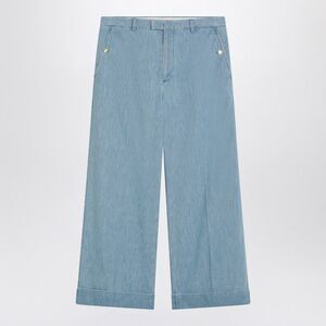 Valentino Men's Light Blue Wide Jeans With Cuff